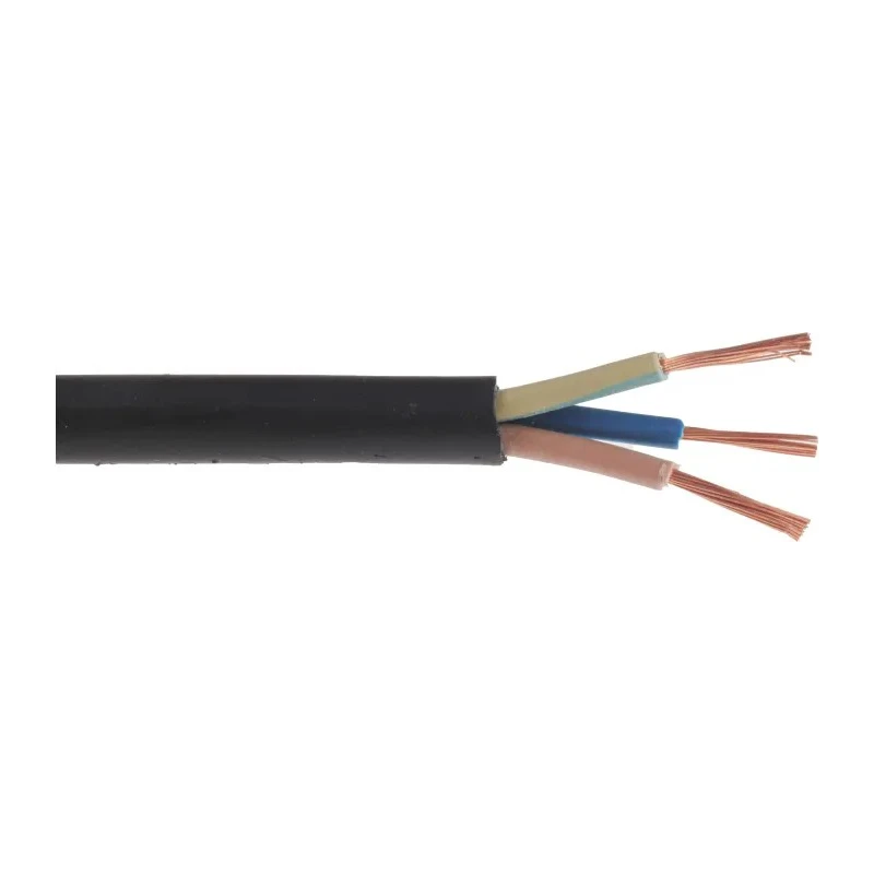 RS PRO H05RR-F 3 Core Power Cable Black 0.75mm² 60°C 100m CPE Rubber Insulated Flexible Mains Cable H05RR-F