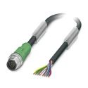 Phoenix Contact Male 8 Way M12 to 8 Way Unterminated Sensor Actuator Cable 5 m 30V PUR Black Grey SAC 1522516