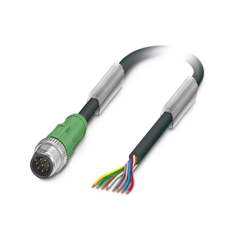Phoenix Contact Male 8 Way M12 to 8 Way Unterminated Sensor Actuator Cable 5 m 30V PUR Black Grey SAC 1522516