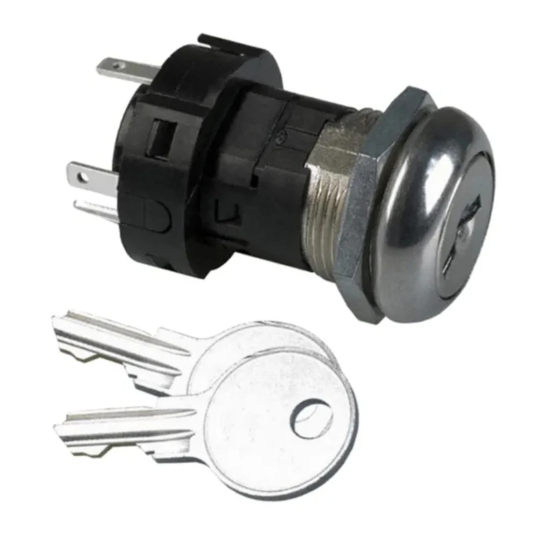 C & K Key Switch SPST 12A Latching 2 Positions Flat Key Round Bezel H1011U2F805NQ