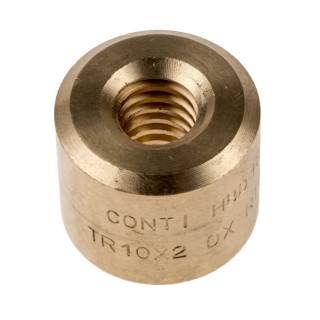 RS PRO 2 mm Cylindrical Bronze Round Nut For Lead Screw 10 mm Diameter Italy 862-5345