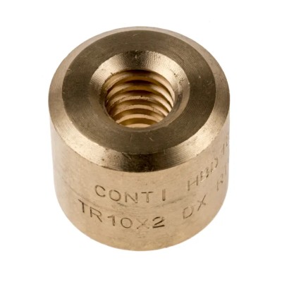 RS PRO 2 mm Cylindrical Bronze Round Nut For Lead Screw 10 mm Diameter Italy 862-5345