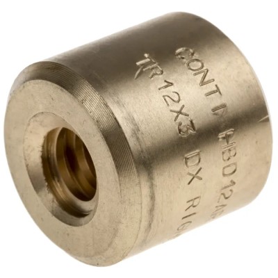 RS PRO 3 mm Cylindrical Bronze Lead Screw Nut for 12 mm Trapezoidal Screws 862-5354