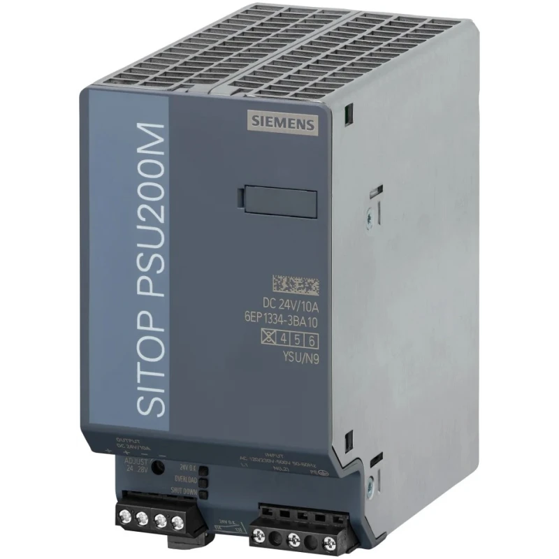 Siemens SITOP PSU200M Switched Mode DIN Rail Power Supply 264V AC Input 24V DC 10A Output 240W 6EP1334-3BA10-8AB0