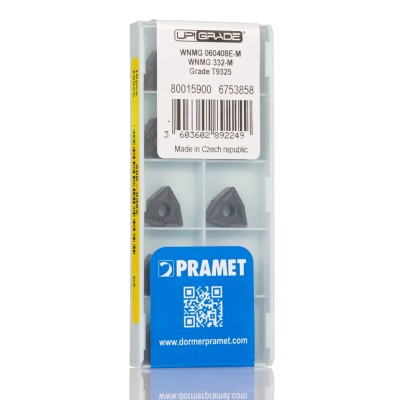 Pramet High Precision Lathe Indexable Insert with 4.76 mm Height, 93° Approach Angle, 6.5 mm Length WNMG 060408E-M:T9325