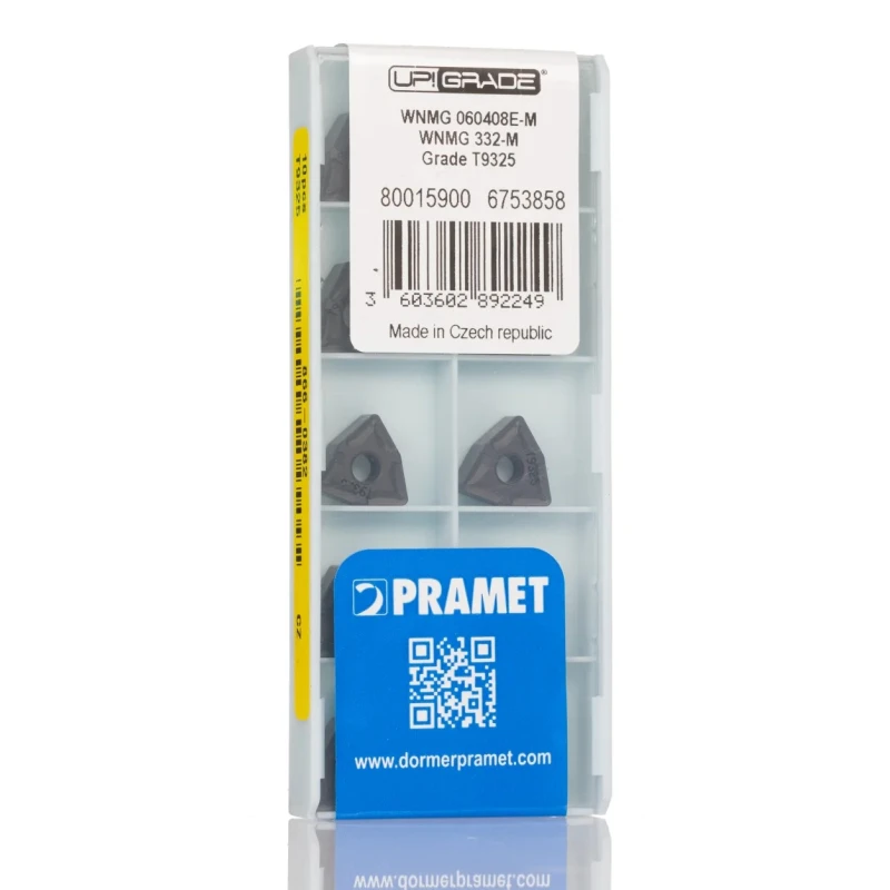 Pramet High Precision Lathe Indexable Insert with 4.76 mm Height, 93° Approach Angle, 6.5 mm Length WNMG 060408E-M:T9325