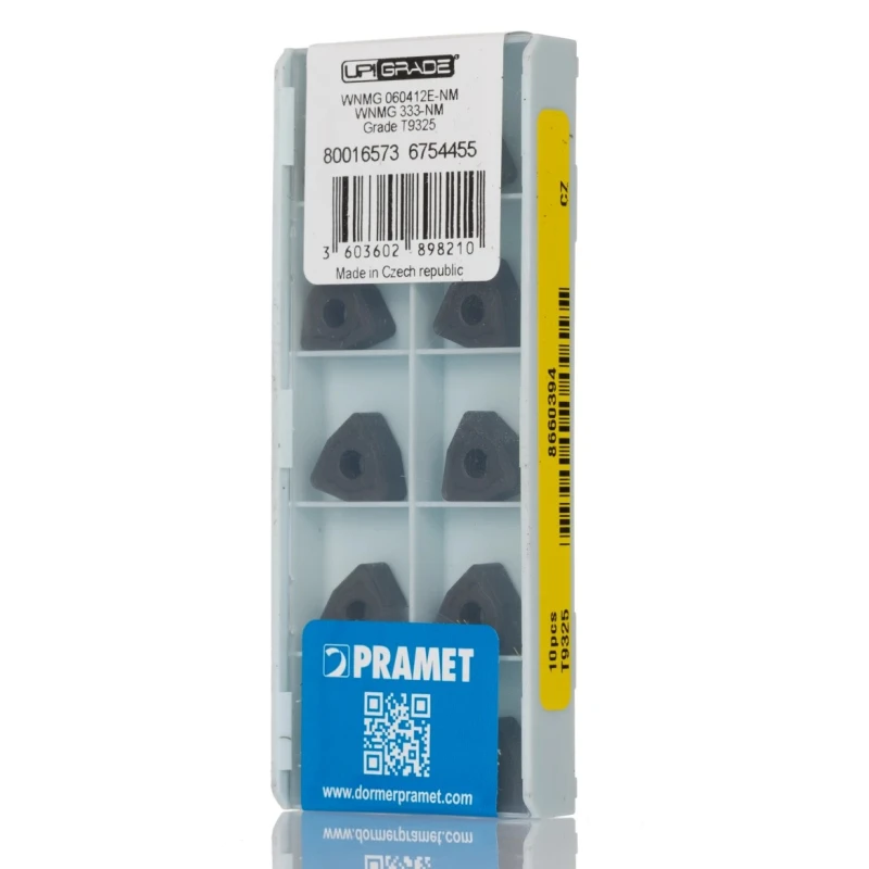Pramet Lathe Part Lathe Insert 4.76 mm Height, 93° Approach Angle, 6.5 mm Length WNMG 060412E-NM:T9325
