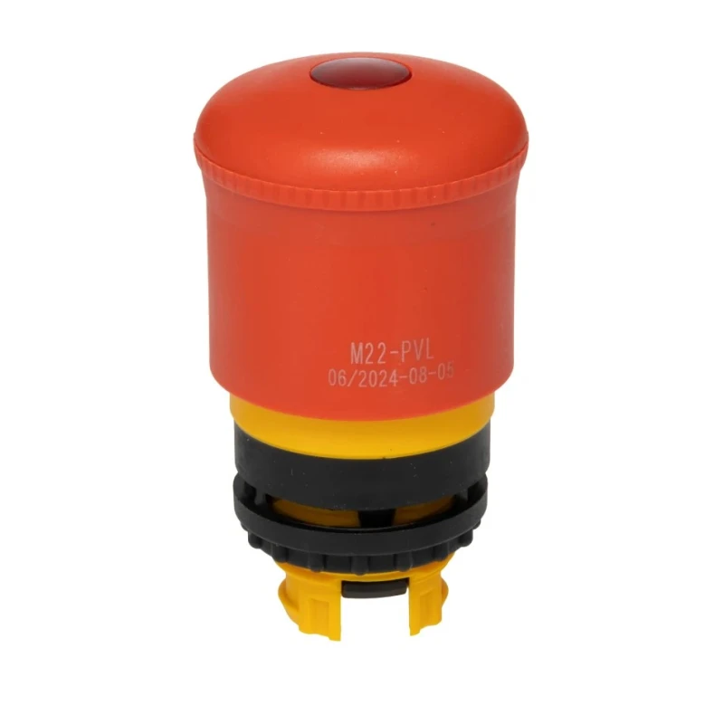 Eaton M22 Series Pull Release Illuminated Emergency Stop Push Button Panel Mount 22mm Cutout 2 NC 73000194 M22-PVL-K02-R