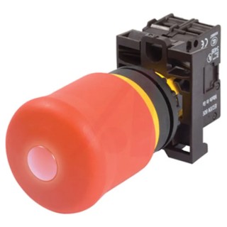 Eaton M22 Series Pull Release Illuminated Emergency Stop Push Button Panel Mount 22 mm Cutout 2 NO/2 73000196 M22-PVL-K12-R