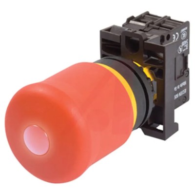 Eaton M22 Series Pull Release Illuminated Emergency Stop Push Button Panel Mount 22 mm Cutout 2 NO/2 73000196 M22-PVL-K12-R