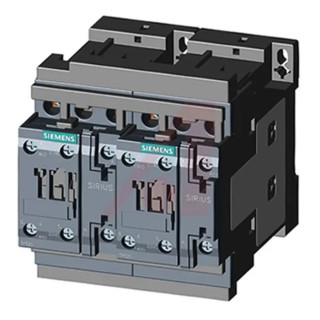 Siemens Reversing Contactor 3-Pole 38A 18.5kW 24V DC Coil Screw Clamp Terminals 3RA2328-8XB30-1BB4