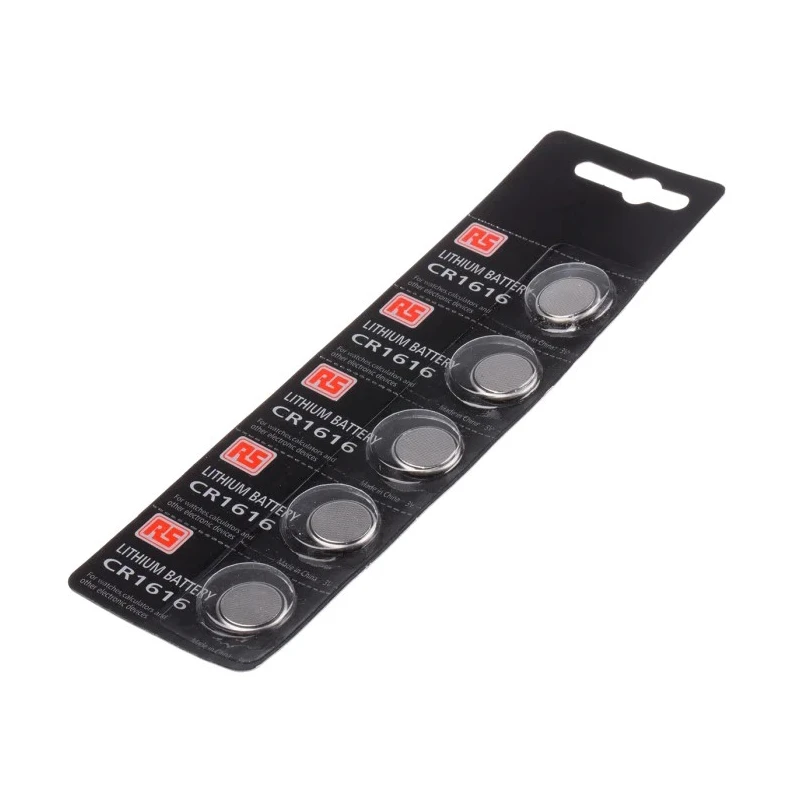 RS PRO Lithium Manganese Dioxide CR1616 Button Battery 3 V 16 mm Diameter 5 Pack CR1616