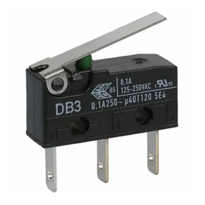 ZF Straight Lever Micro Switch with Quick Connect Terminal, 100mA, 250 V AC, SPCO Contact Configuration, IP50 DB3C-B1LB