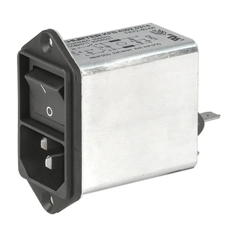 Schurter 250V AC 6A Screw Mount Male 2 Pole IEC Connector with Quick Connect Termination 4302.5314