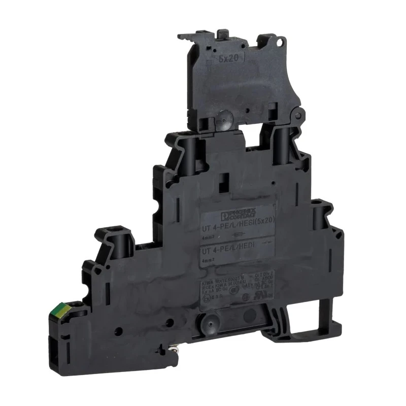 Phoenix Contact Fuse Modular Terminal Block UT 4-PE/L/HESILED 60 3-Level Black, 0.14mm²-6mm², 28A, 500V 3214322
