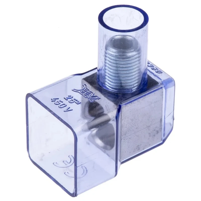RS PRO Non-Fused Terminal Block, 1-Way, 25mm² Wire, Panel Mount, Transparent Blue Polycarbonate Housing, 450V 868-0724