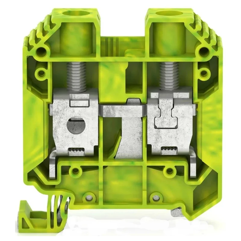 RS PRO Earth Terminal Block Protective Type Green, Yellow 35mm², 1-Level, Screw Termination 872-4704