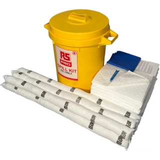 RS PRO 80 Litre Oil Spill Kit with 80L Absorbent Capacity in Static Yellow Bin 872-5760