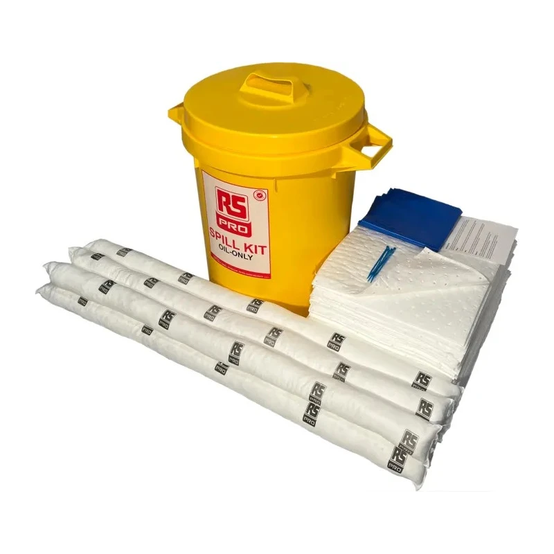 RS PRO 80 Litre Oil Spill Kit with 80L Absorbent Capacity in Static Yellow Bin 872-5760