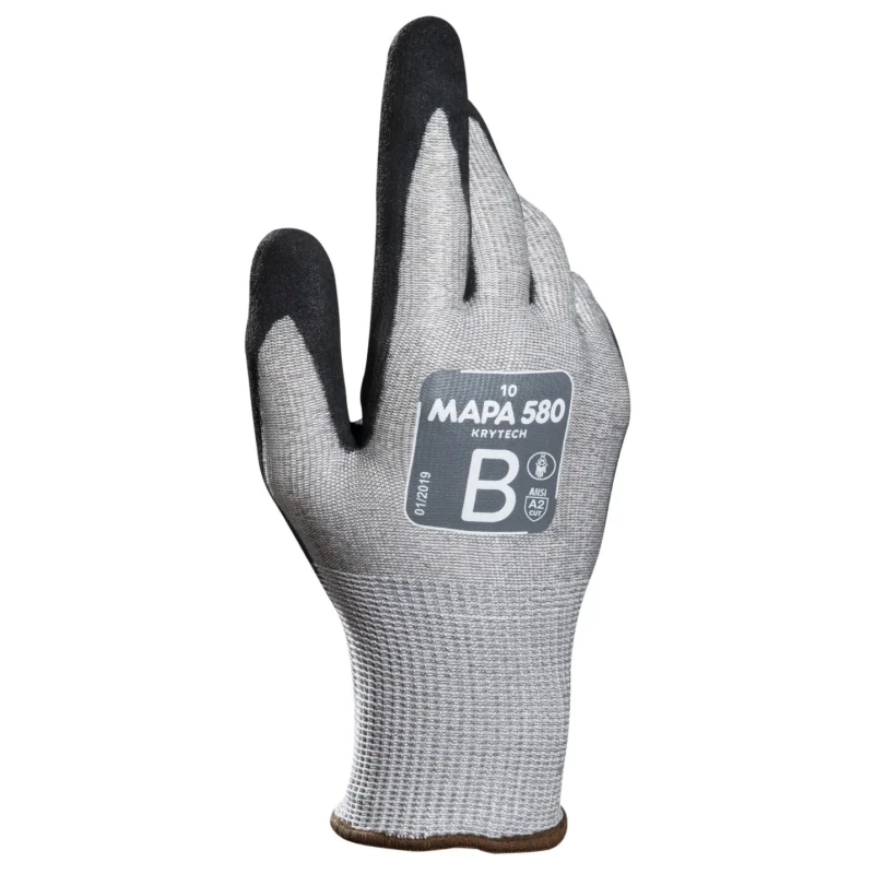 Mapa KRYTECH 580 Black HPPE Work Gloves Size 9 Nitrile Coating Cut and Oil Resistant 580