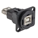 RS PRO Straight Panel Feedthrough USB Connector USB 2.0 Nickel Plated Contacts UK Origin 874-1194