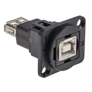 RS PRO Straight Panel Feedthrough USB Connector USB 2.0 Nickel Plated Contacts UK Origin 874-1194