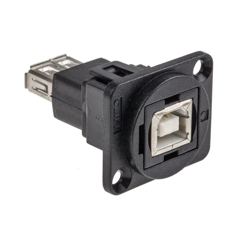 RS PRO Straight Panel Feedthrough USB Connector USB 2.0 Nickel Plated Contacts UK Origin 874-1194