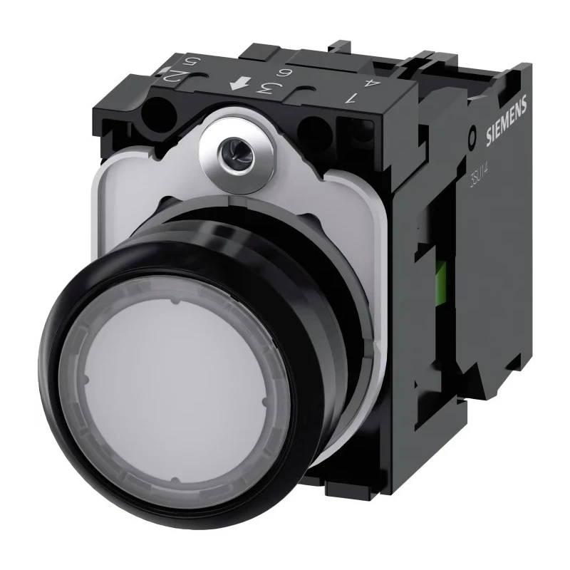 Siemens Panel Mount Black LED Push Button Switch SIRIUS ACT 3SU11 22 mm Cutout 500 V AC/DC IP66 IP67 IP69K 3SU1102-0AB70-1BA0