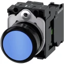 Siemens SIRIUS ACT 3SU11 Series Panel Mount Push Button Complete Unit, 22 mm Cutout, Blue, SPST, IP66 3SU1100-0AB50-1BA0
