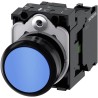 Siemens SIRIUS ACT 3SU11 Series Panel Mount Push Button Complete Unit, 22 mm Cutout, Blue, SPST, IP66 3SU1100-0AB50-1BA0