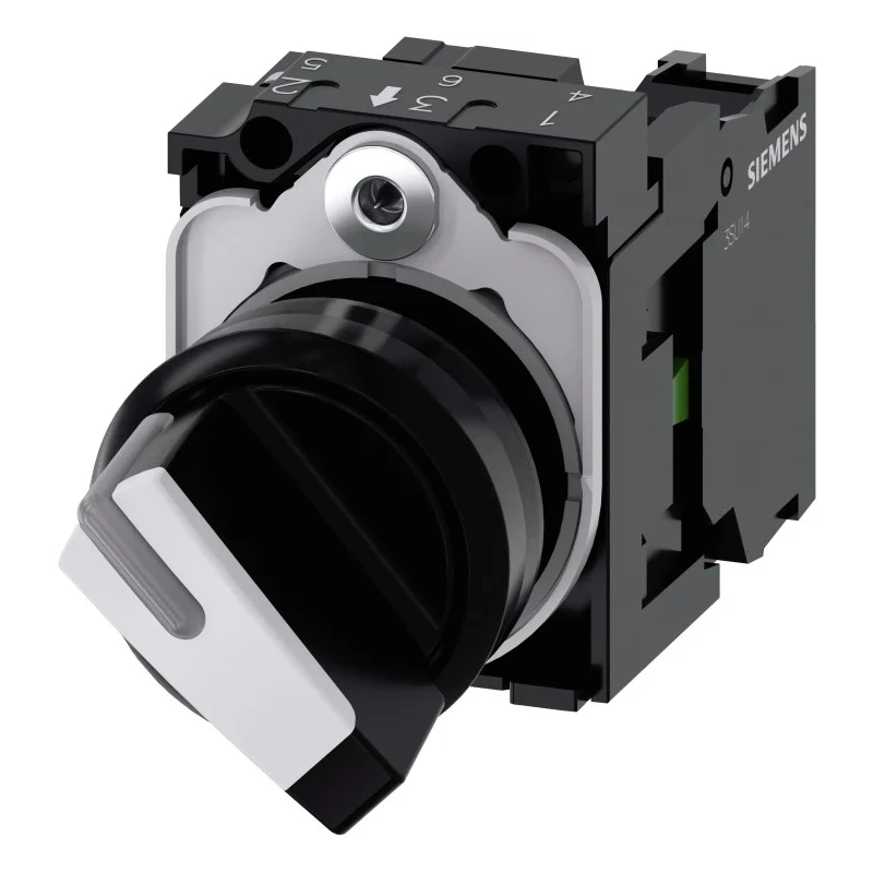 Siemens Selector Switch SPST, 22.3 mm Cutout Diameter, 2 Positions, Latching Actuator 3SU1100-2BF60-1BA0