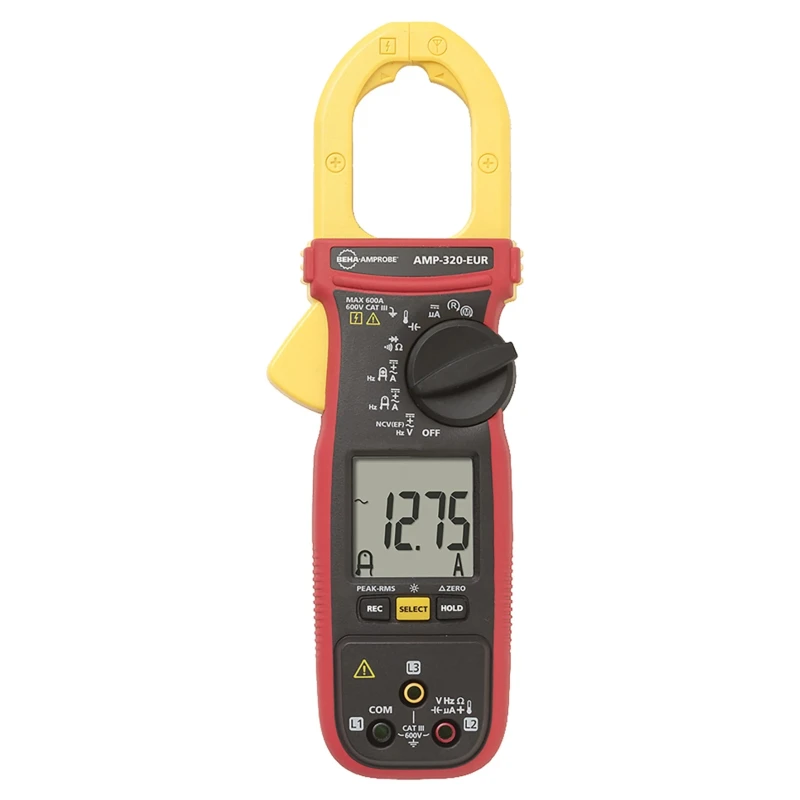 Beha-Amprobe Clamp Meter, True RMS, 600 A AC/DC Current, 600 V AC/DC Voltage, CAT III, Non-Contact Voltage AMP-320-EUR