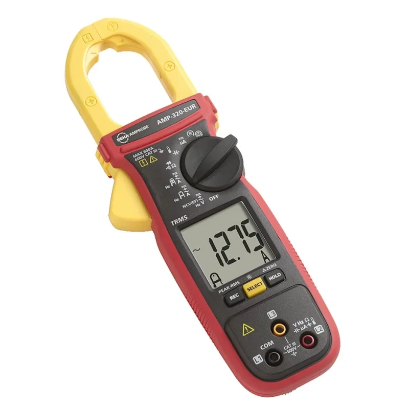 Beha-Amprobe Clamp Meter, True RMS, 600 A AC/DC Current, 600 V AC/DC Voltage, CAT III, Non-Contact Voltage AMP-320-EUR
