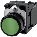 Siemens SIRIUS ACT 3SU11 Series Push Button Complete Unit Panel Mount 22 mm Cutout Green SPST IP66 IP67 3SU1100-0AB40-1BA0