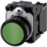 Siemens SIRIUS ACT 3SU11 Series Push Button Complete Unit Panel Mount 22 mm Cutout Green SPST IP66 IP67 3SU1100-0AB40-1BA0