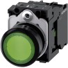 Siemens SIRIUS ACT Illuminated Push Button Complete Unit Panel Mount 22mm Cutout Green SPST IP66 3SU1102-0AB40-1BA0