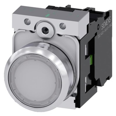 Siemens SIRIUS ACT 3SU11 Series Illuminated Push Button Complete Unit, Panel Mount, 22 mm Cutout, White 3SU1152-0AB60-1BA0