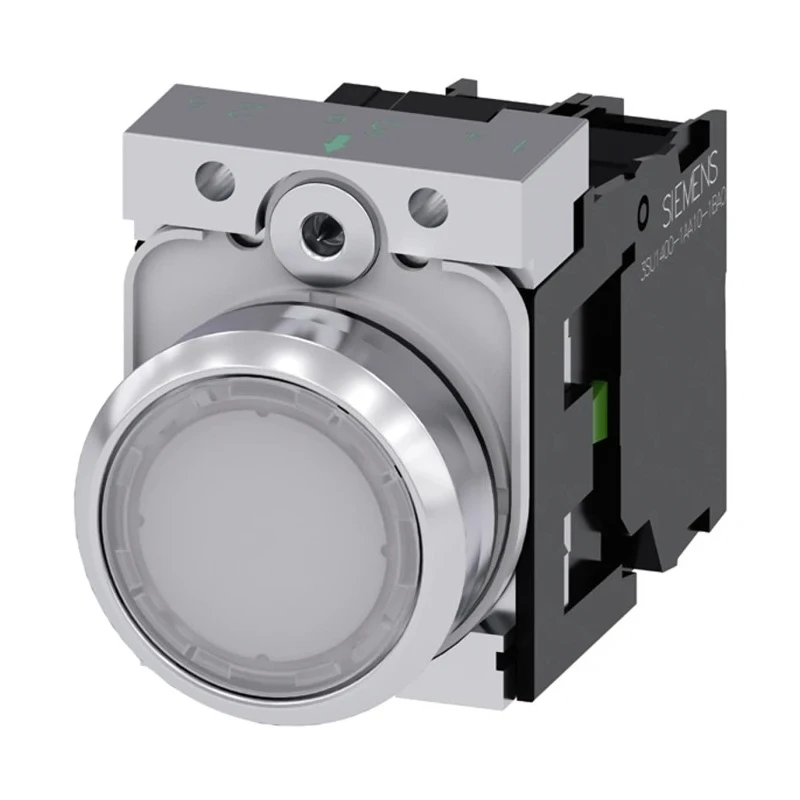 Siemens SIRIUS ACT 3SU11 Series Illuminated Push Button Complete Unit, Panel Mount, 22 mm Cutout, White 3SU1152-0AB60-1BA0