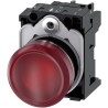 Siemens Panel Mount Red LED Pilot Light 22 mm Cutout 230V AC Metal Body IP20 Round 3SU1156-6AA20-1AA0