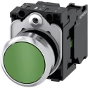 Siemens SIRIUS ACT Push Button Complete Unit Panel Mount 22 mm Cutout Green SPST IP66 IP67 IP69K 3SU1150-0AB40-1BA0