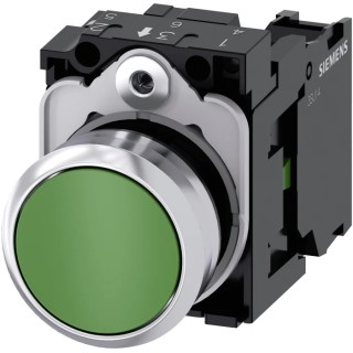 Siemens SIRIUS ACT Push Button Complete Unit Panel Mount 22 mm Cutout Green SPST IP66 IP67 IP69K 3SU1150-0AB40-1BA0