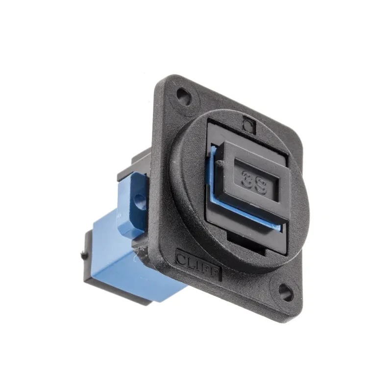 RS PRO Single Mode Simplex Fibre Optic Adapter Plastic Housing Black 874-1257