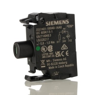 Siemens SIRIUS ACT Series Green LED Light Block with Screw Terminals 24 V AC/DC 20mA Current Rating 3SU1401-1BB40-1AA0