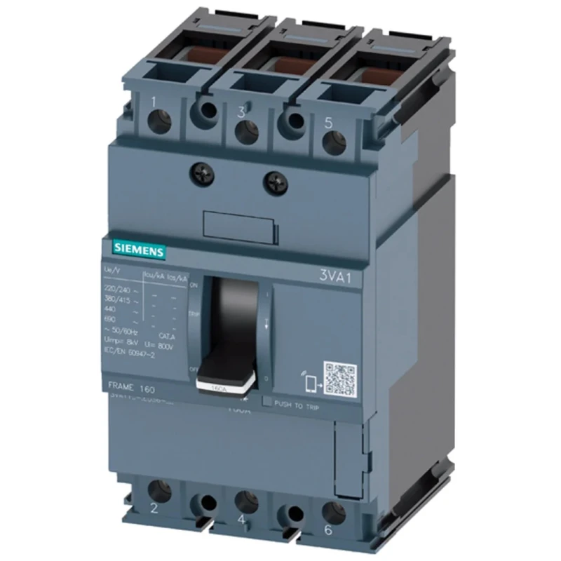 Siemens SENTRON Molded Case Circuit Breaker 3-Pole 16A Breaking Capacity 25 kA Fixed 3VA1196-3ED36-0AA0