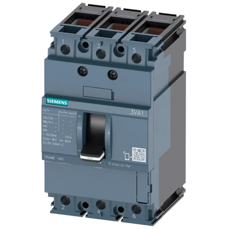 Siemens SENTRON Molded Case Circuit Breaker 3-Pole 40A Breaking Capacity 25 kA Fixed Mount 3VA1140-3ED36-0AA0