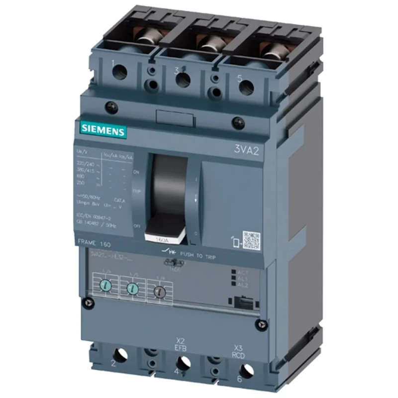 Siemens SENTRON 3VA Molded Case Circuit Breaker 3-Pole 100A 55kA Breaking Capacity Fixed Mount 3VA2110-5HL36-0AA0