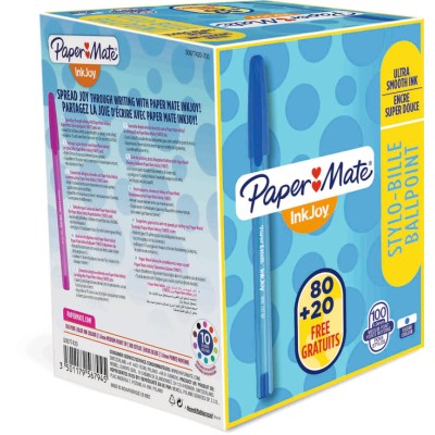 Paper Mate Ink Pen Blue Ball Point Ink, 1 mm Tip Size S0977420