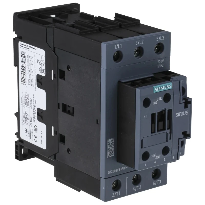 Siemens Size S2, 3RT2 Contactor, 230V AC Coil, 3-Pole, 50A, 22 kW 3RT2036-1AP00