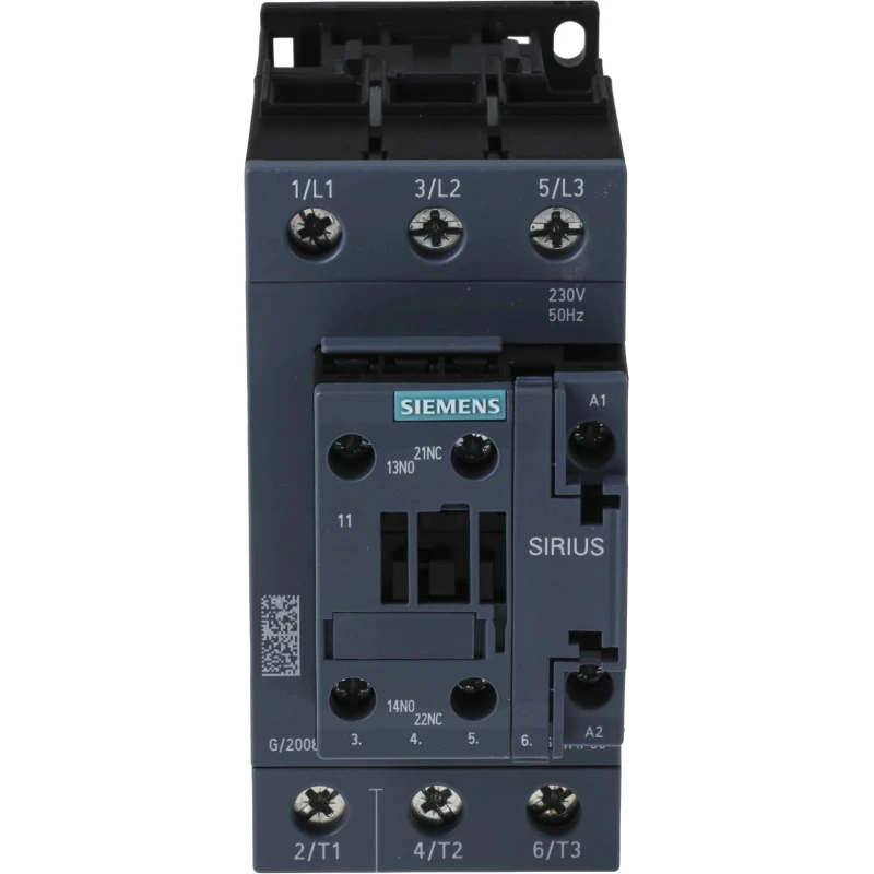 Siemens Size S2, 3RT2 Contactor, 230V AC Coil, 3-Pole, 50A, 22 kW 3RT2036-1AP00