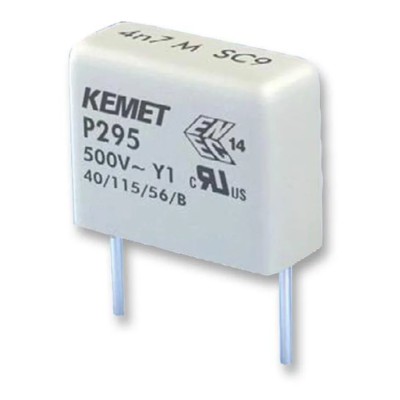 KEMET P295 Paper Capacitor Y1 500V AC 500V DC Through Hole 4.7nF AEC-Q100 Rated P295BQ472M500A